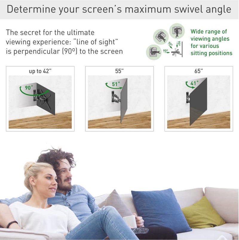 Barkan TV Wall Mount, 13-65 inch Full Motion Articulating - 4 Movement Long Premium Flat/Curved Screen Bracket, up to 80 lbs, Extremely Extendable, Lifetime Limited Warranty,Fits LED OLED LCD - Image 5